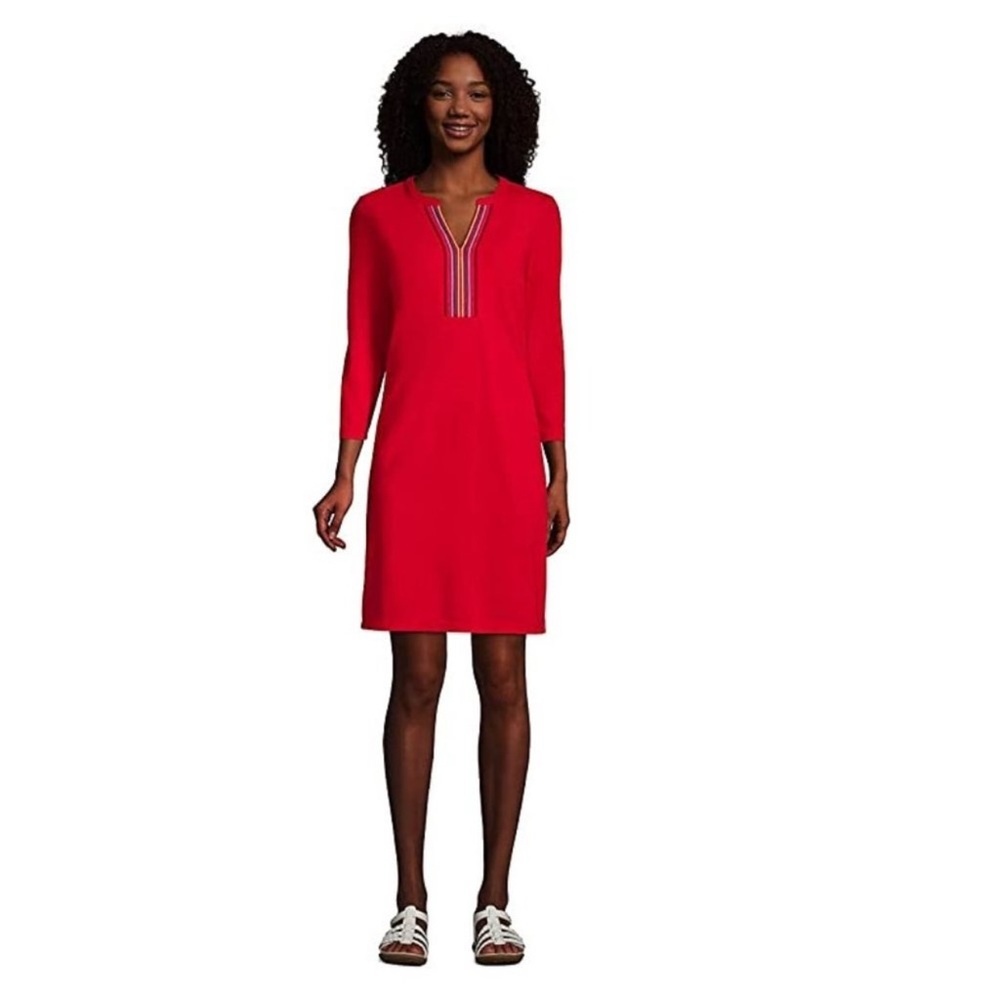 Lands' End Women's 3/4 Sleeve Cotton Jersey Swim Cover-Up Size 3X $80 2D197 NWT